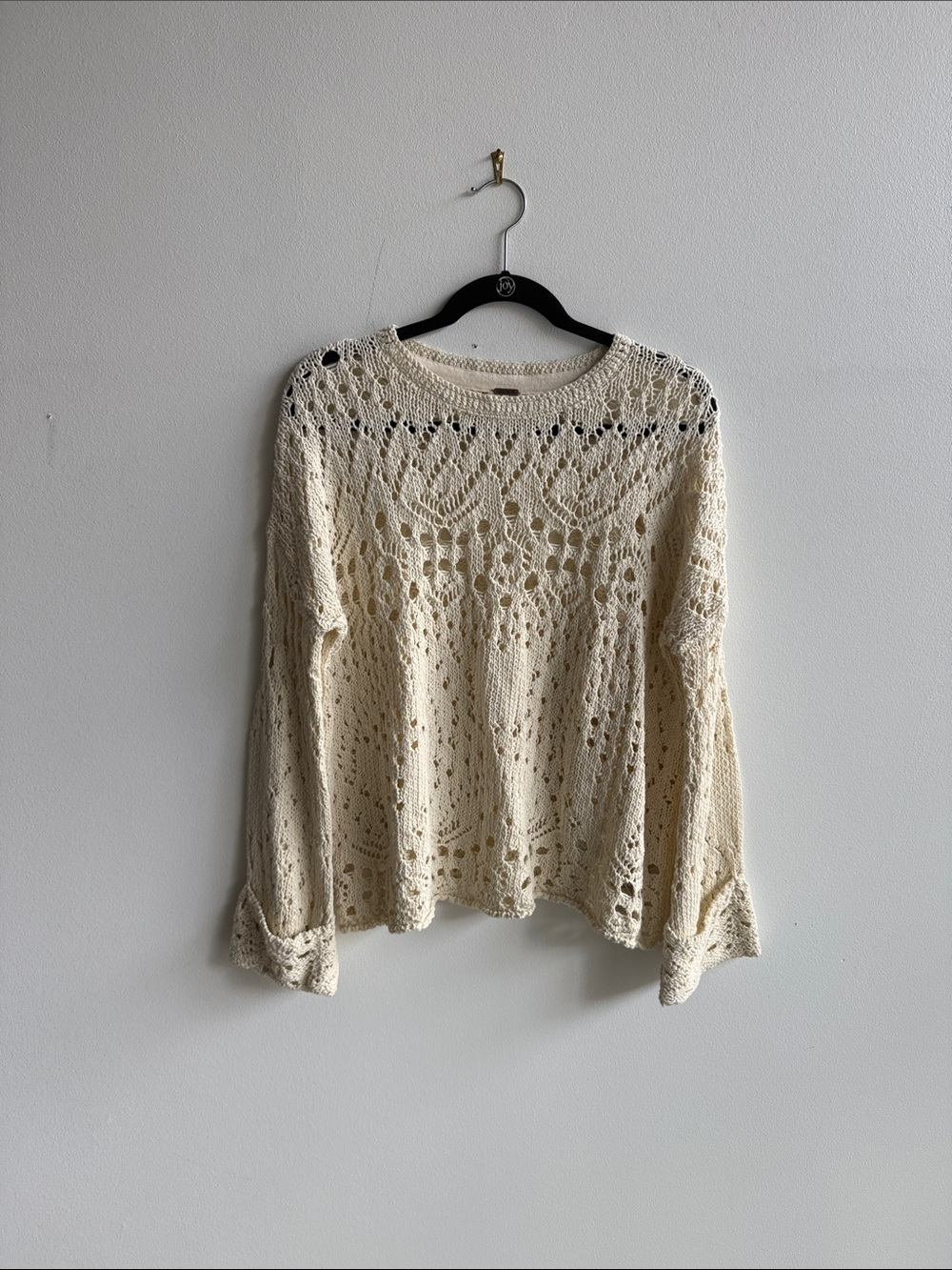 Free People Cream Open-Knit Crochet Top